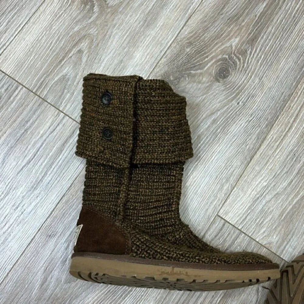 Ugg Brown classic cardy button sweater boots size 6